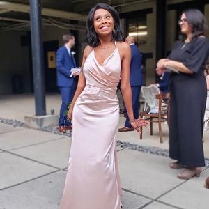 Pretty Little Thing’s Champagne Bridesmaid dress ; size 2 (XXS)